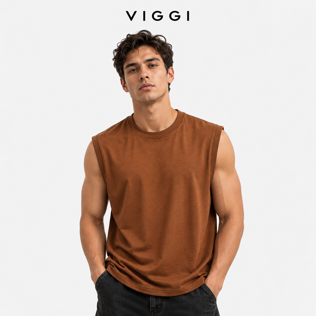 VIGGI Men's Brown Sinker Vest