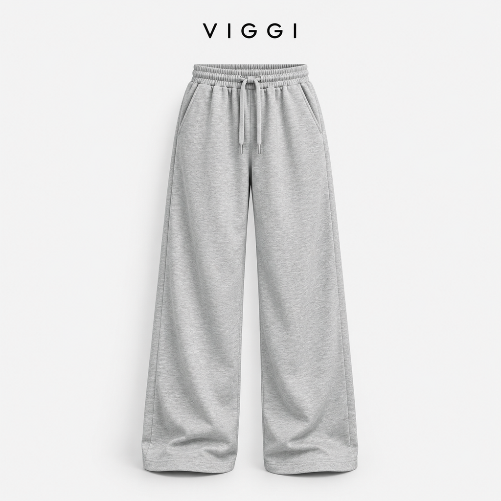 Light Grey Women's Wide Leg Track Pants