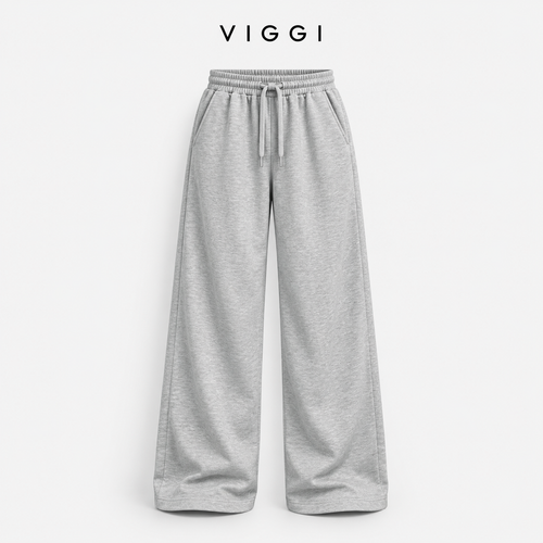 Light Grey Women's Wide Leg Track Pants