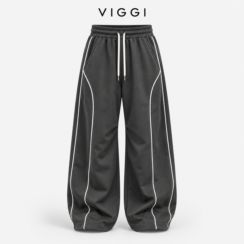 VIGGI NS Pipe Dark Grey Straight Fit Track Pant for Men | Polyester