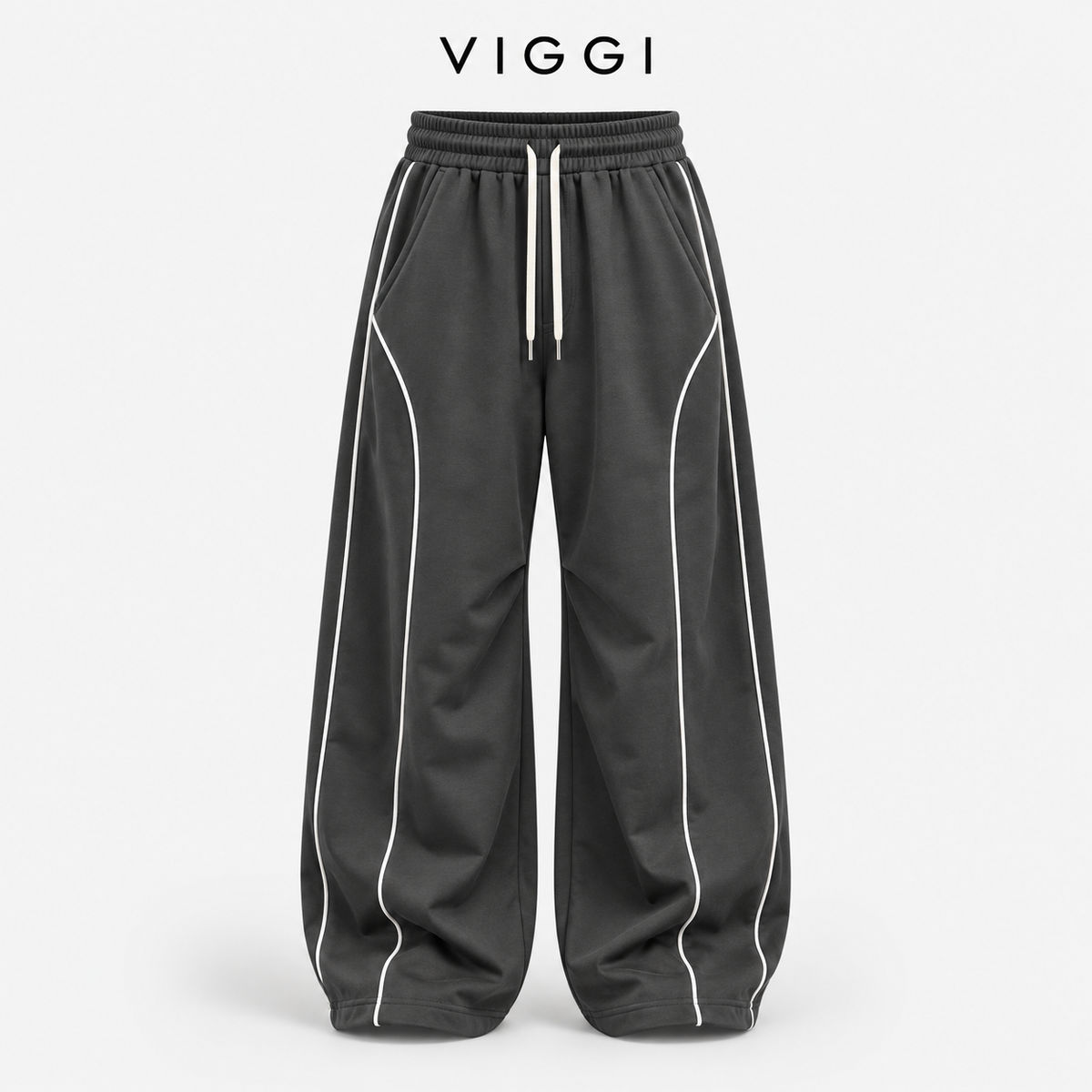 VIGGI NS Pipe Dark Grey Straight Fit Track Pant for Men | Polyester