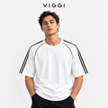 VIGGI Men's White Stripe T-Shirt