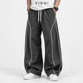 VIGGI NS Pipe Dark Grey Straight Fit Track Pant for Men | Polyester