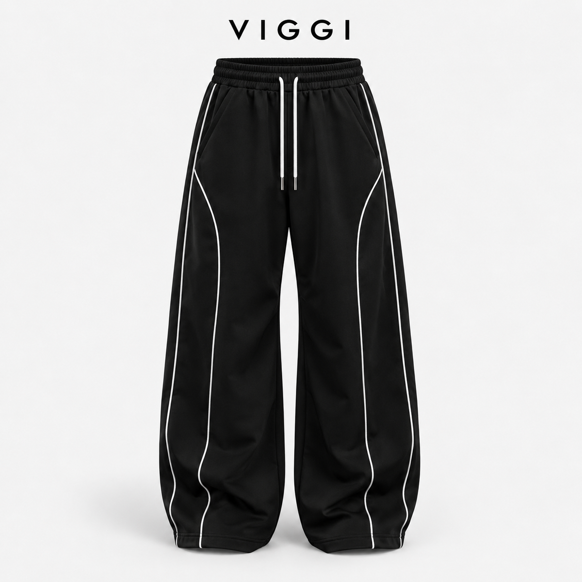 VIGGI NS Pipe Black Straight Fit Track Pant for Men | Polyester