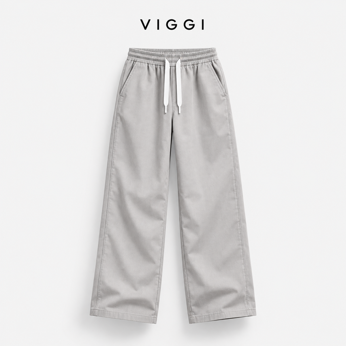 VIGGI Men's NS Plain Straight Fit Trouser – Light Grey