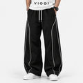 VIGGI NS Pipe Black Straight Fit Track Pant for Men | Polyester