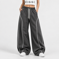 VIGGI NS Pipe Dark Grey Straight Fit Track Pant for Women| Polyester
