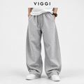 VIGGI Men's Light Grey Cotton Blend Loose Fit Jogger