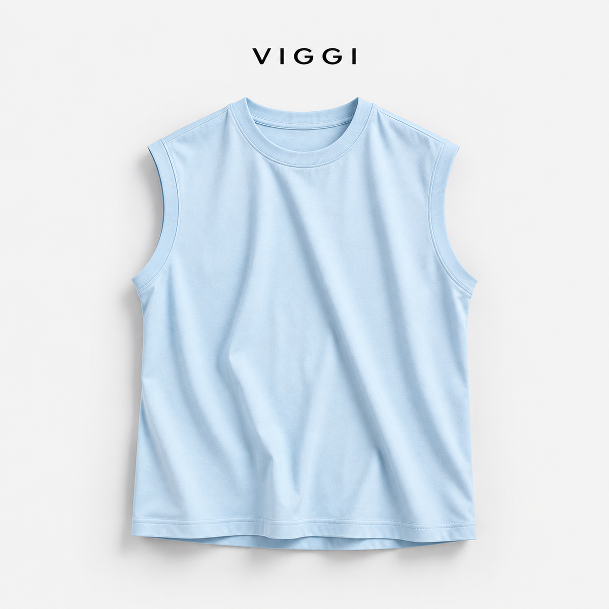 VIGGI Men's Poly Cotton Sleeveless Vest - Sky Blue
