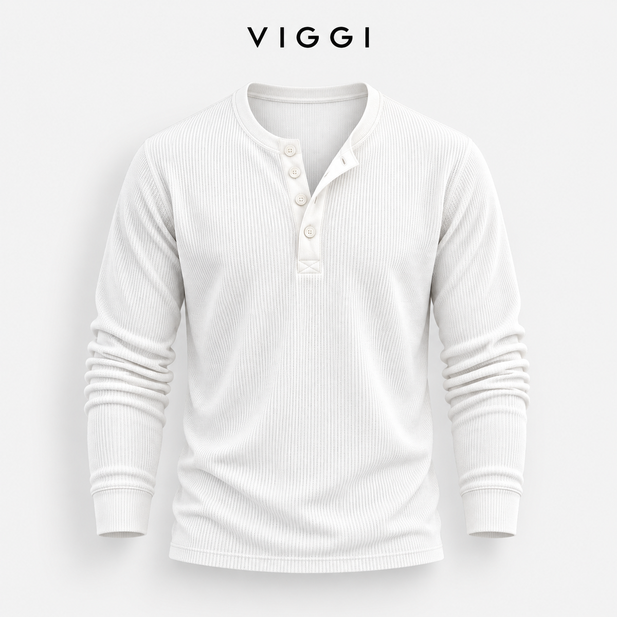 VIGGI Men's Henley T-Shirt - White