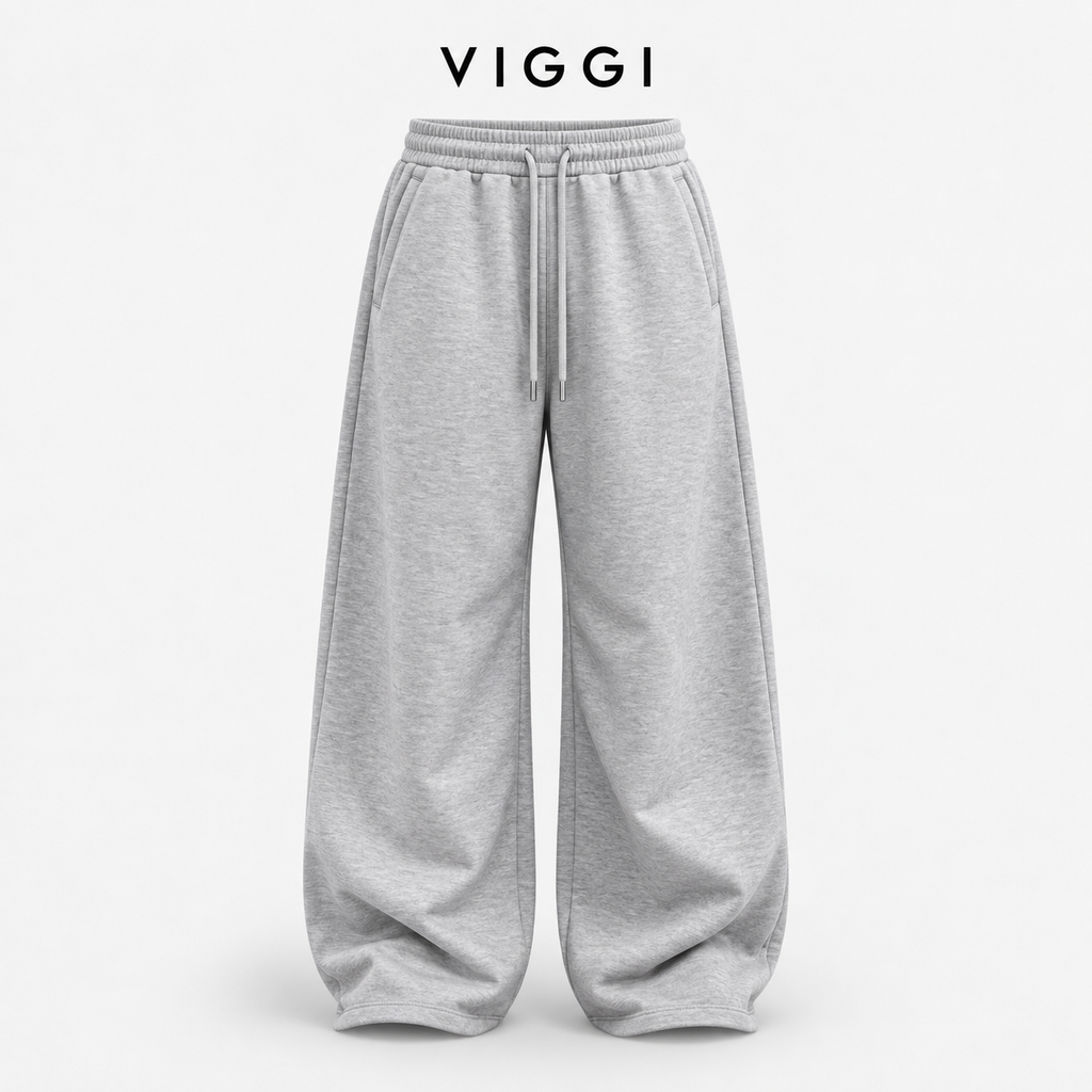 VIGGI Men's Light Grey Cotton Blend Loose Fit Jogger