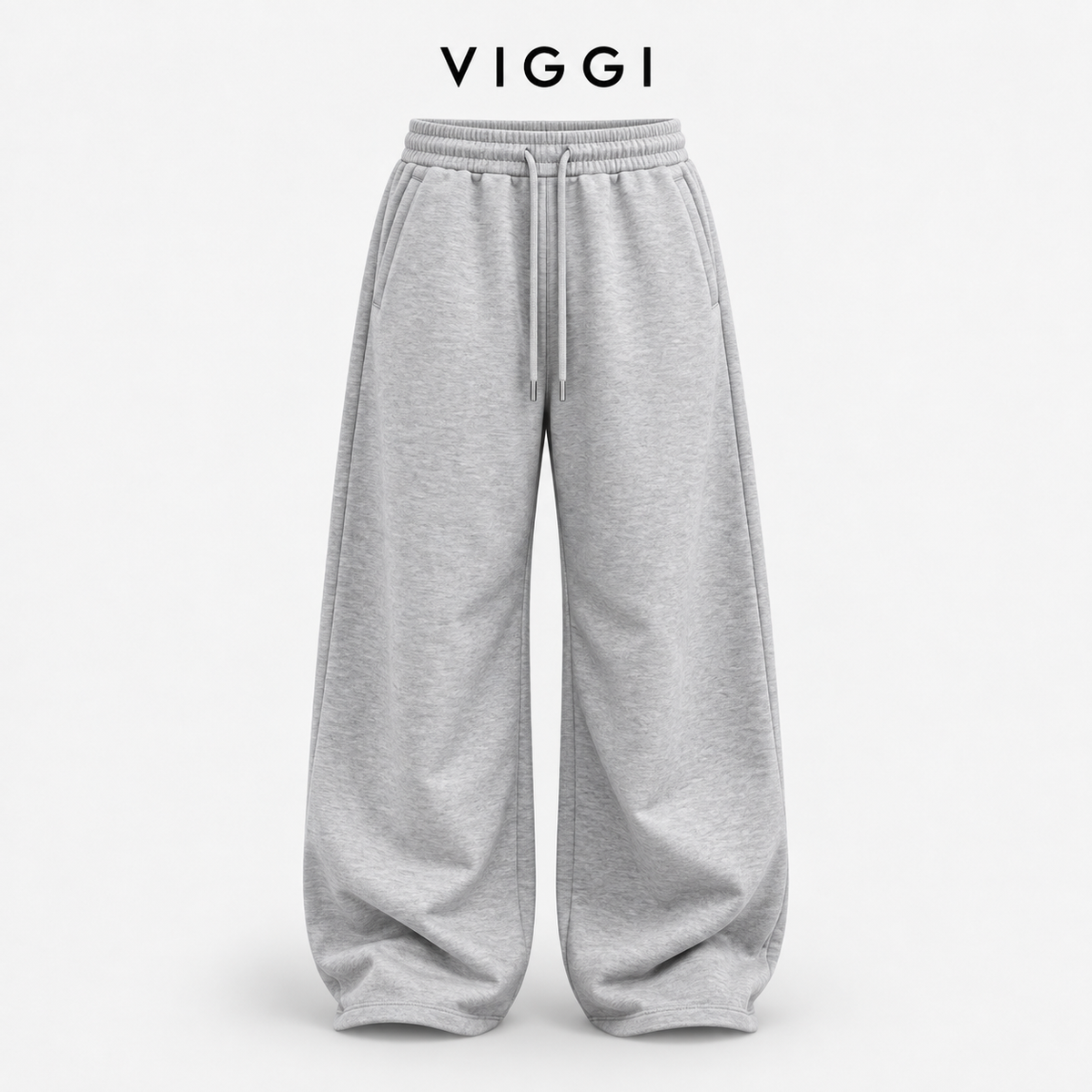 VIGGI Men's Light Grey Cotton Blend Loose Fit Jogger