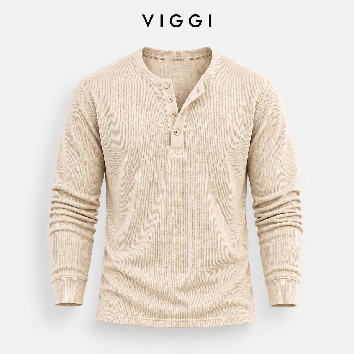 VIGGI Men's Henley T-Shirt - Skin