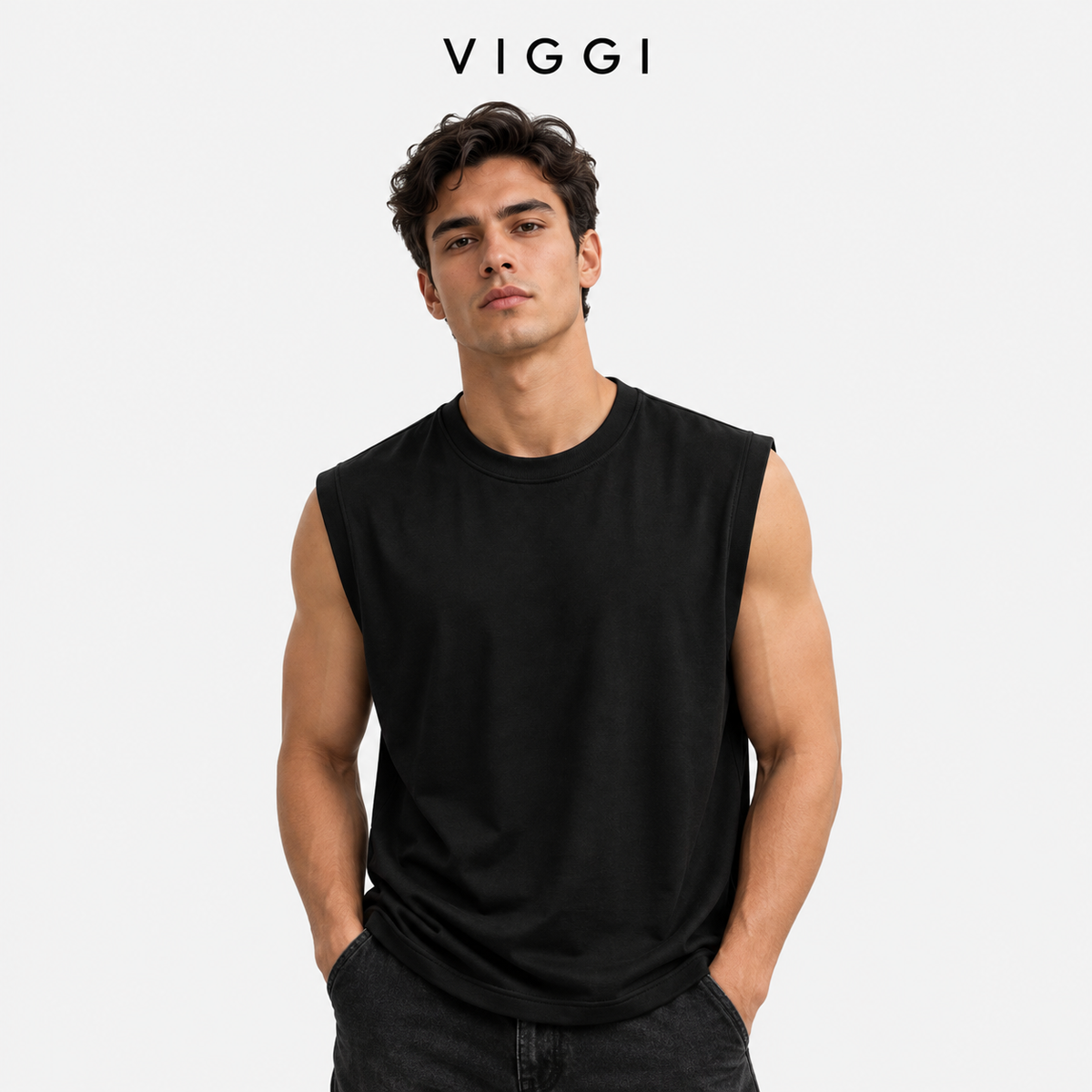 VIGGI Men's Black Sinker Vest