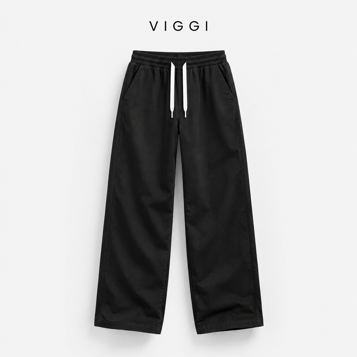 VIGGI Men's NS Plain Straight Fit Trouser – Black