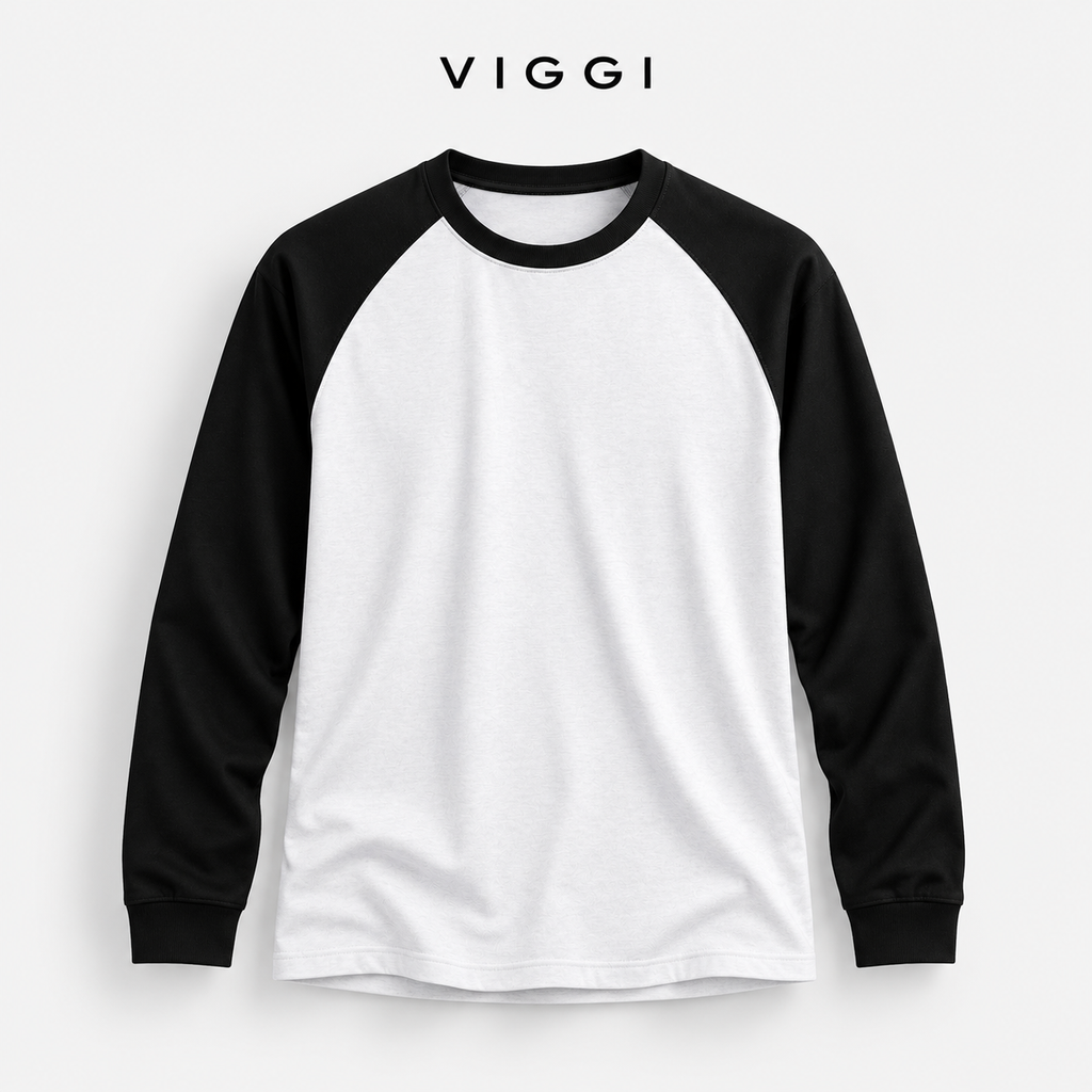VIGGI Men's Black Raglan Full Sleeve T-Shirt