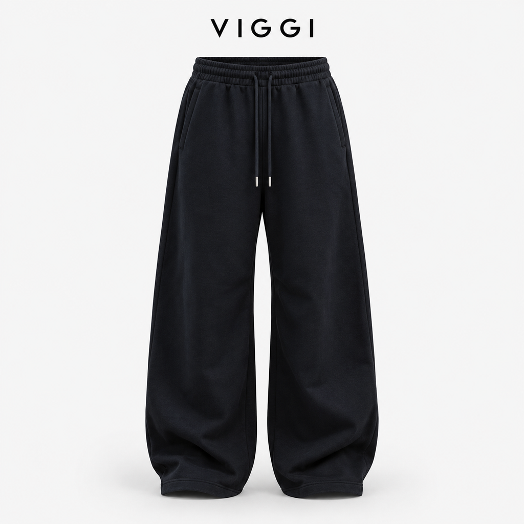 VIGGI Men's Black Cotton Blend Loose Fit Jogger