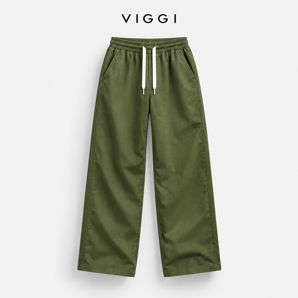 VIGGI Men's NS Plain Straight Fit Trouser – Olive