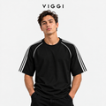 VIGGI Men's Black Stripe T-Shirt