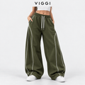 VIGGI NS Pipe Olive Straight Fit Track Pant for women| Polyester