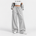 Light Grey Women's Wide Leg Track Pants
