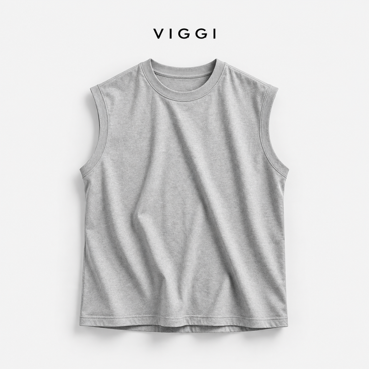 VIGGI Men's Poly Cotton Sleeveless Vest - Light Grey