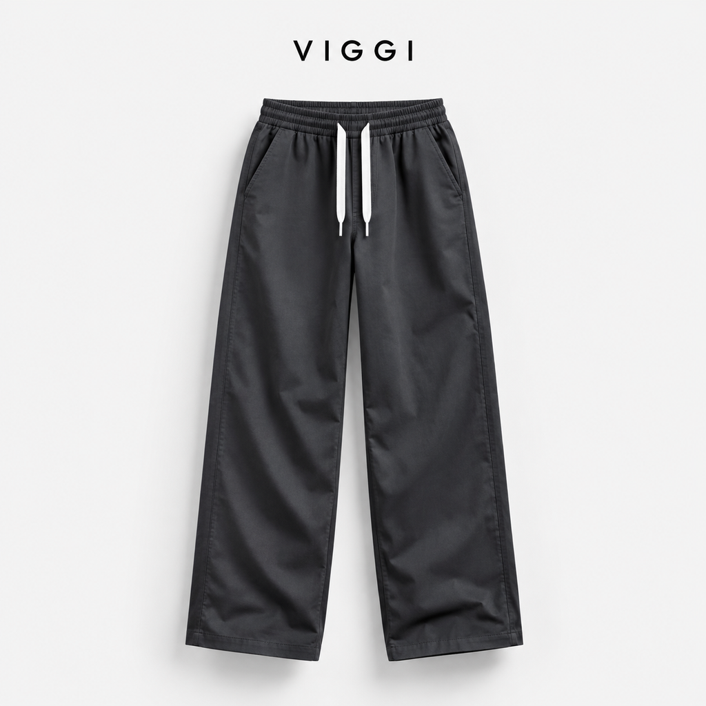 VIGGI Men's NS Plain Straight Fit Trouser – Dark Grey