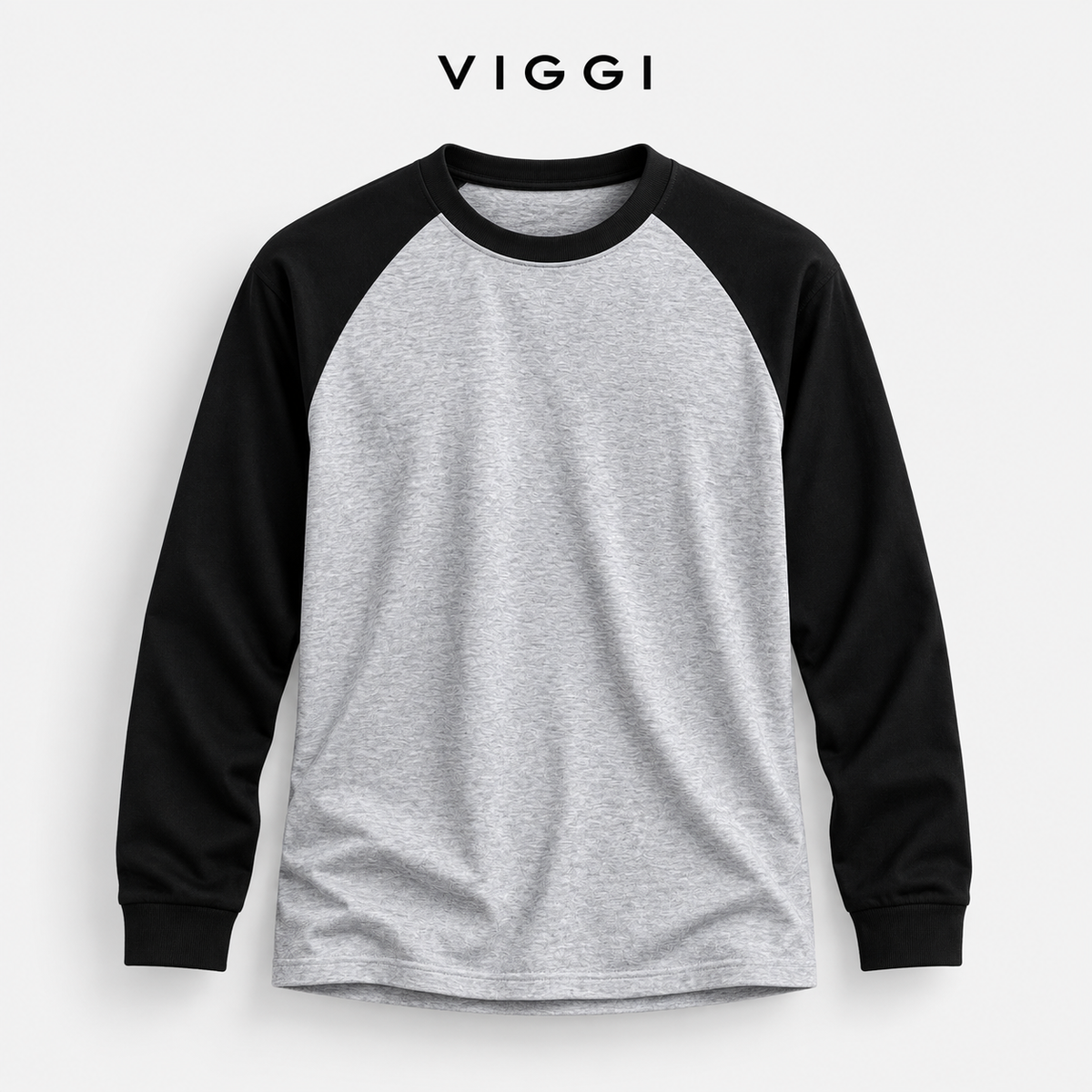 VIGGI Men's Light Grey Raglan Full Sleeve T-Shirt