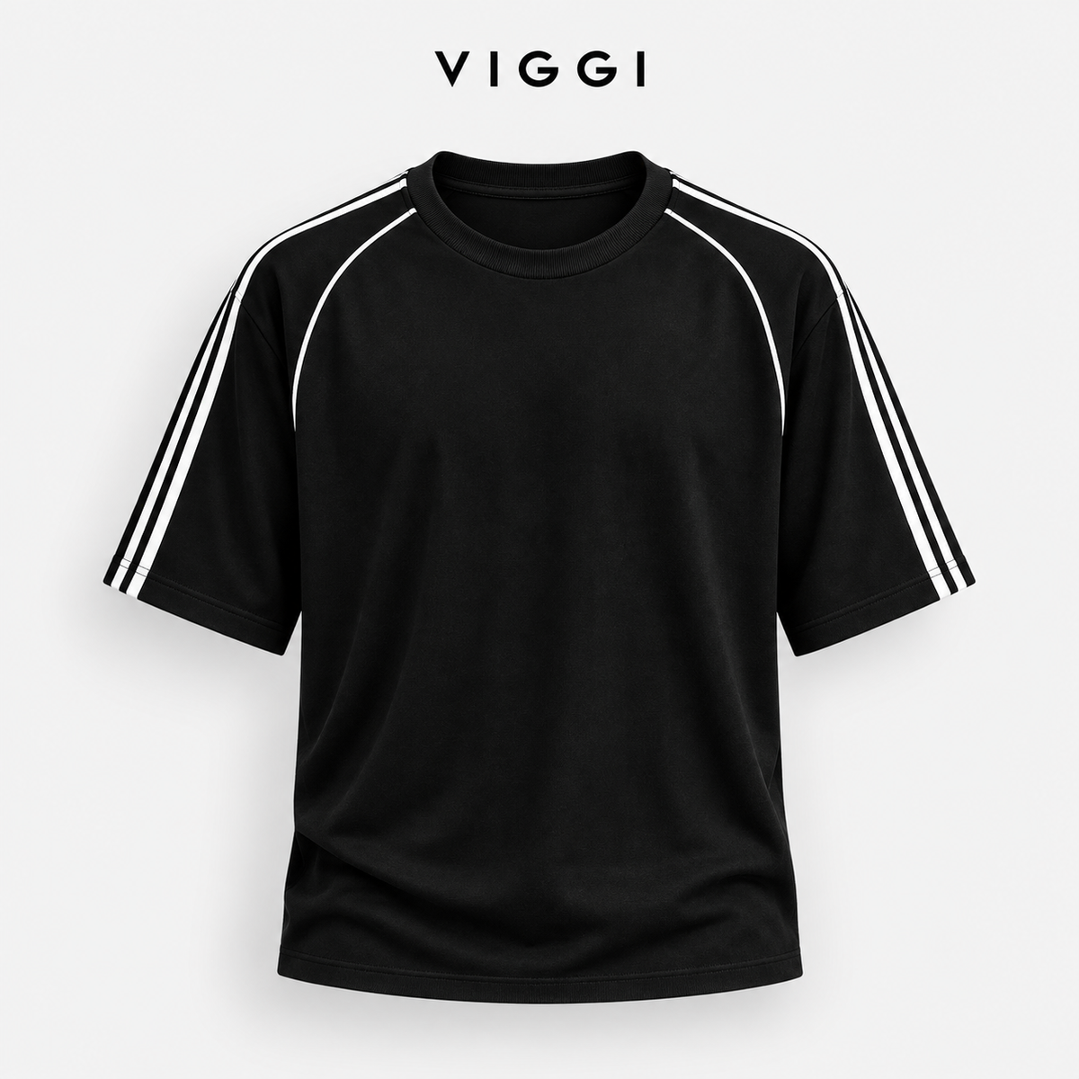 VIGGI Men's Black Stripe T-Shirt