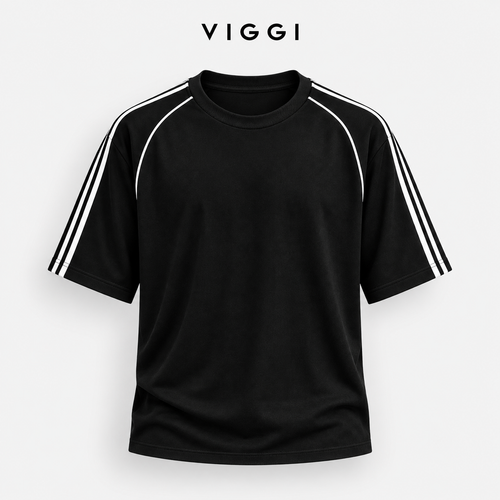 VIGGI Men's Black Stripe T-Shirt