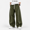 VIGGI NS Pipe Olive Straight Fit Track Pant for Men | Polyester